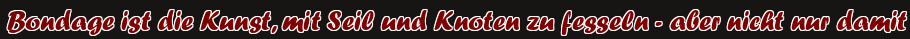 Bondage ist die Kunst, mit Seil und Knoten zu fesseln - aber nicht nur damit