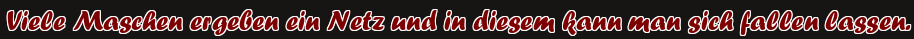 Viele Maschen ergeben ein Netz und in diesem kann man sich fallen lassen.