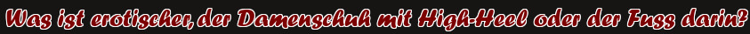 Was ist erotischer, der Damenschuh mit High-Heel oder der Fuss darin?